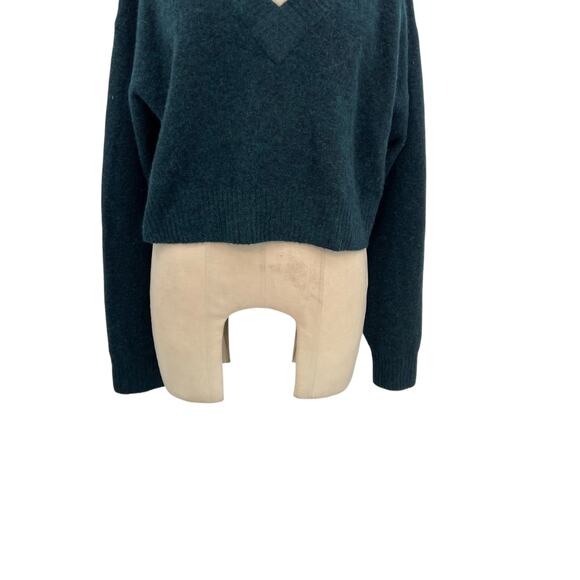 3.1 Phillip Lim Lofty V-Neck Sweater Cropped Alpaca Wool Green Size Small - Picture 4 of 10